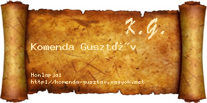 Komenda Gusztáv névjegykártya
