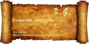 Komenda Gusztáv névjegykártya